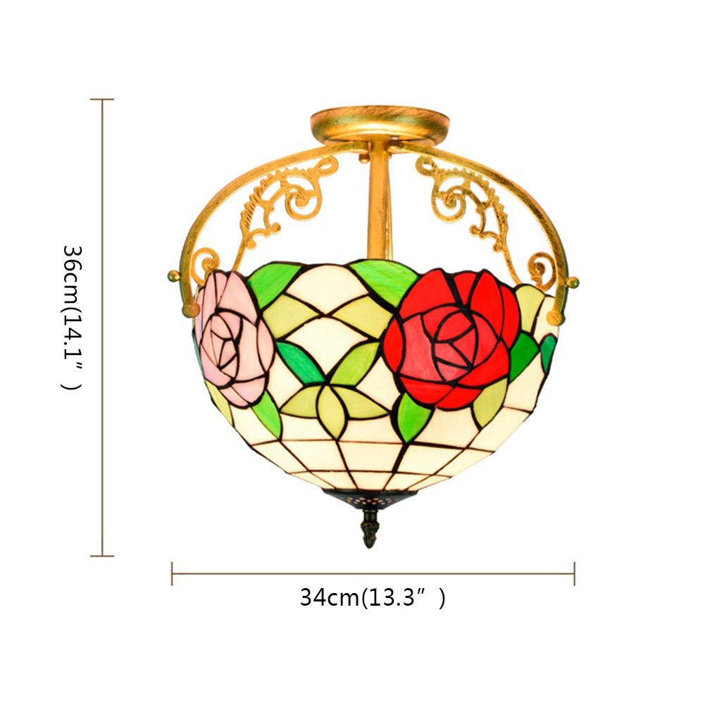 Vindeng Luxury Rose Glass Ceiling Light Semi Flush Mount E26 2