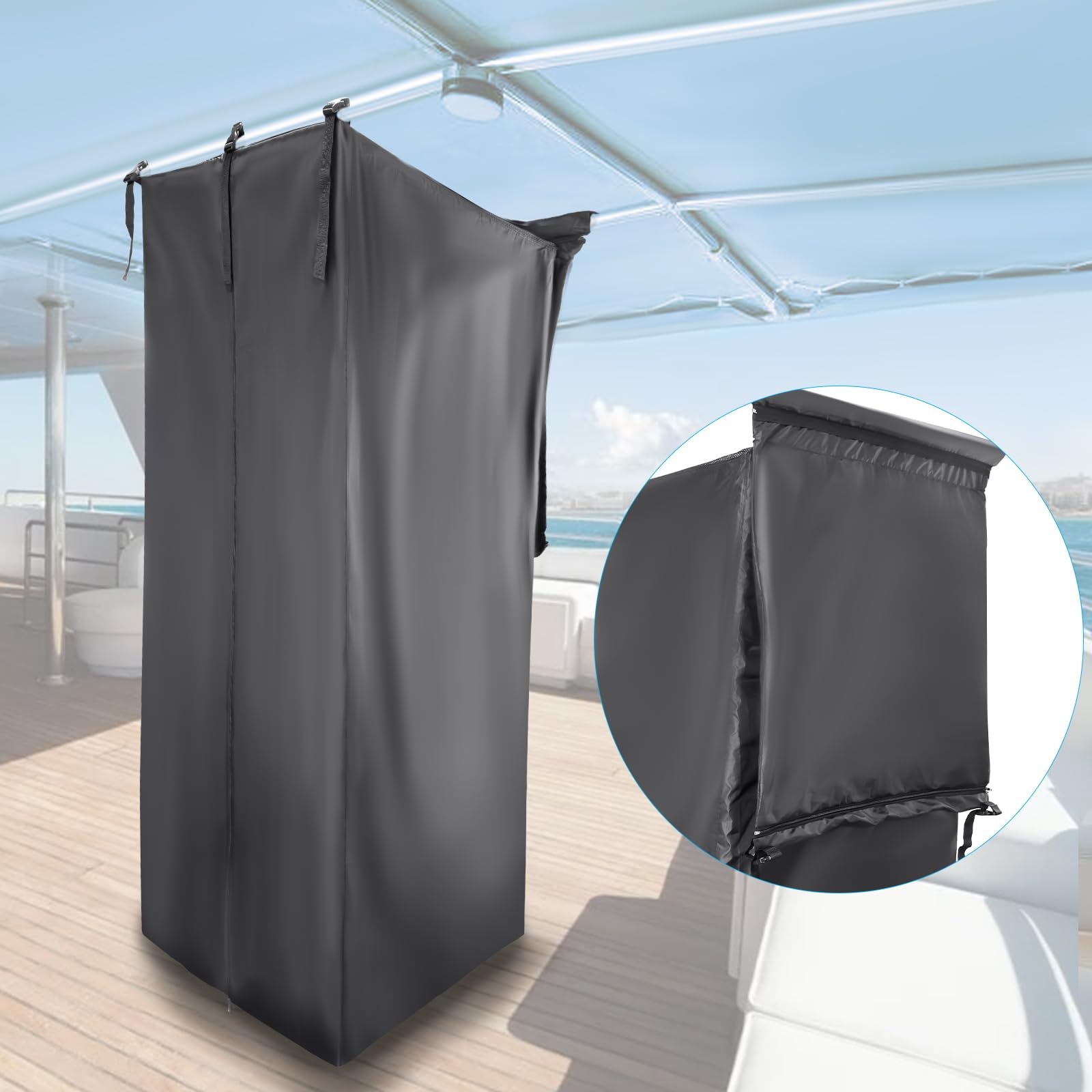 Photo 1 of WMPHE Pontoon Boat Privacy Tent Boats Curtain Adjustable Hanging Install Under Bimini Top 72" H 30" L 27" W Waterproof Portable Changing with Storage Bag