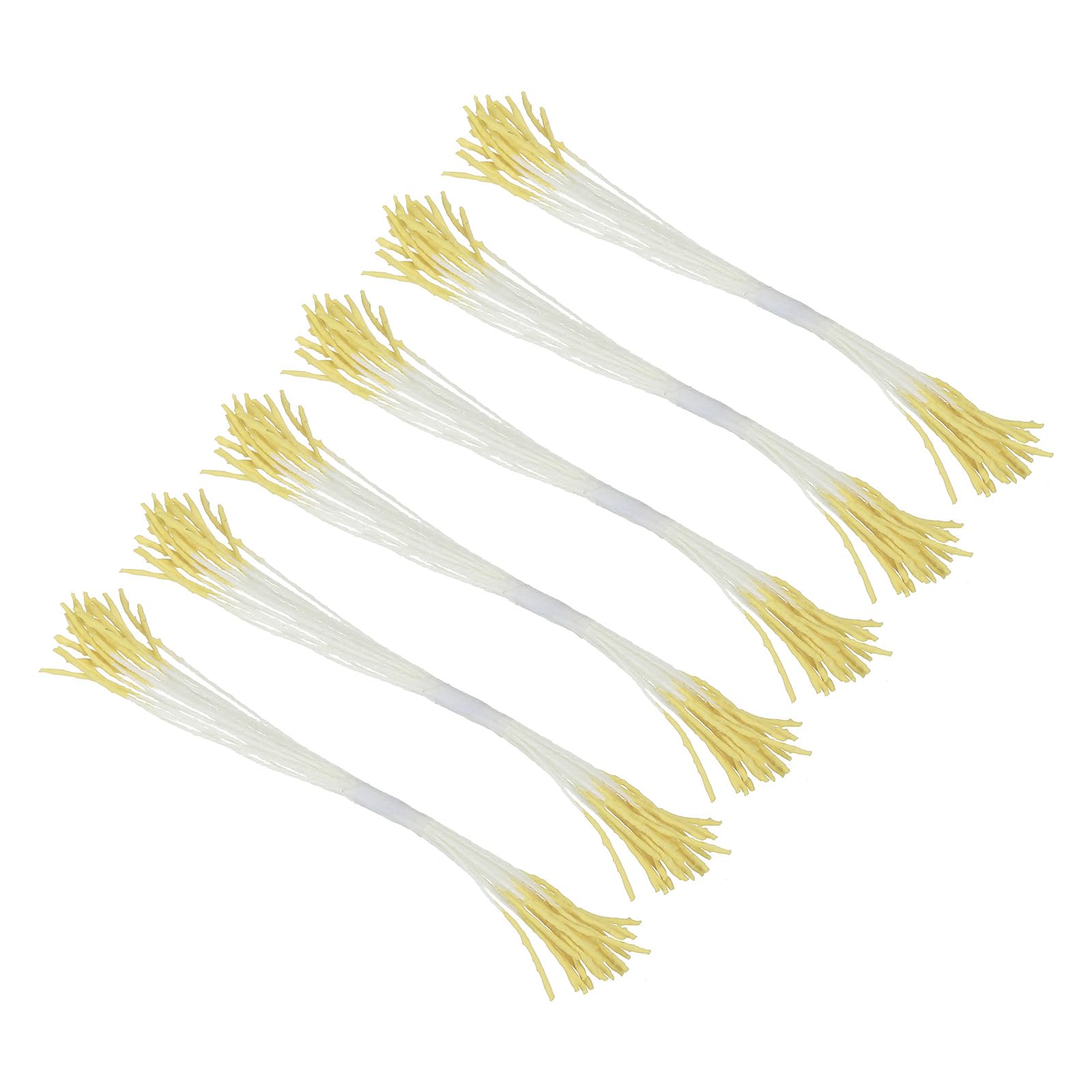 PATIKIL 10mm Double Heads Flower Stamen, 150 Pcs Artificial Flower Stamen Pistil Matt Pearl Floral Stamen for DIY Christmas Card Wedding Decoration, Light Yellow