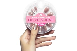 Olive & June Instant Mani Press On Nails (Glue) | 42 Fake Nails, 21 Sizes | Non-Toxic, Long-Lasting | Recycled Materials | Realistic Look