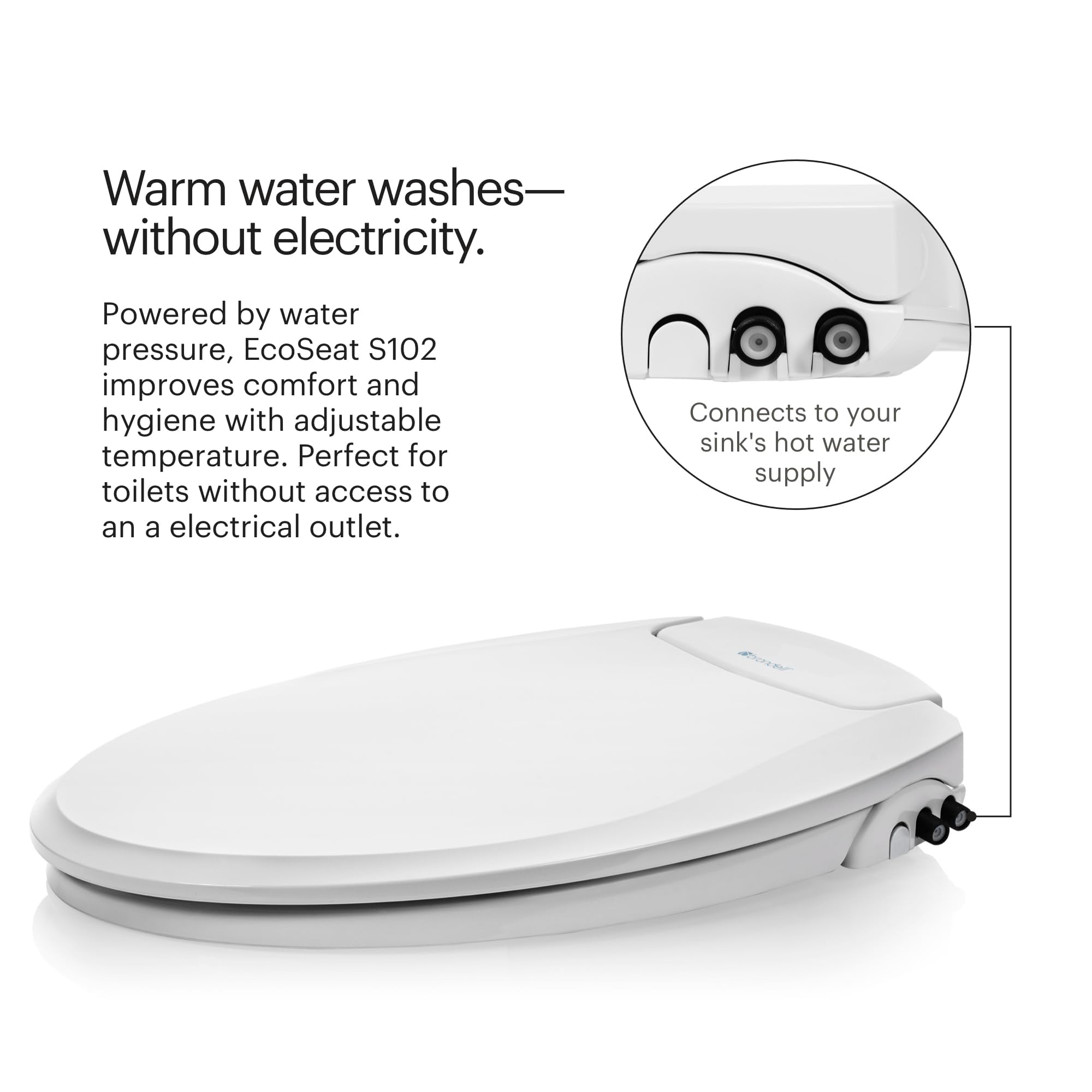 Brondell Swash Bidet Toilet Seat, Non-Electric, Dual Temperature, Fits Round Toilets, White – Dual Nozzle System – with Easy Installation