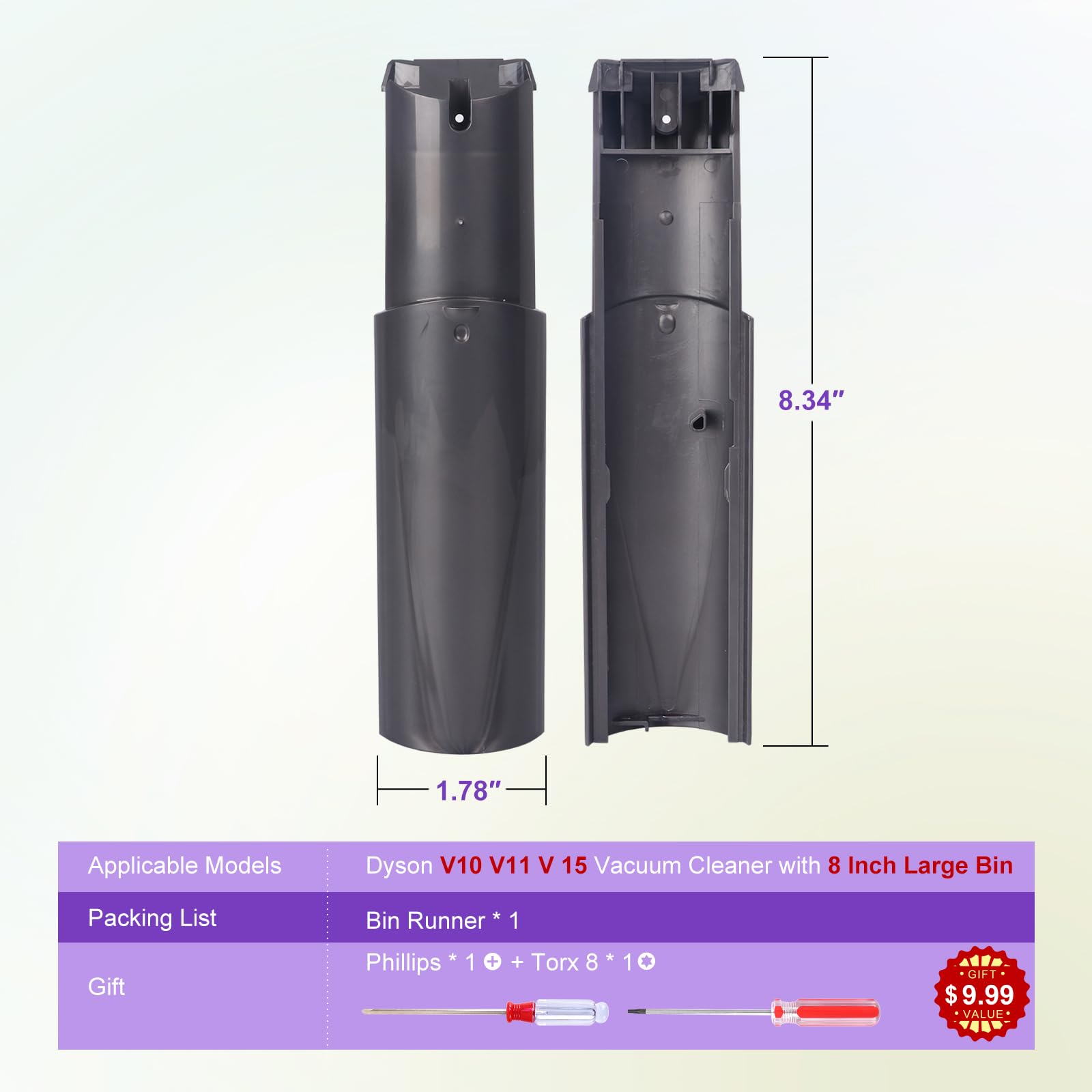 Cyclone Baffle Bin Runner Compatible with Dyson V10 V11 V15 SV12 SV14 SV15 SV22 Vacuum Cleaner Cyclone Support Sliding Plate Replacement Parts