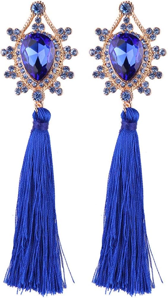 GGSDDU Damen Lange Böhmische Quaste Ohrringe Strass Ohrringe