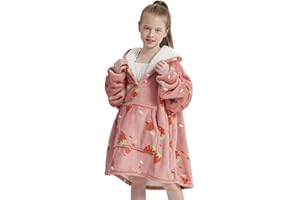 NAFLEAP Wearable Blanket Kids Hoodie Oversized Fleece Sherpa Christmas Sweatshirt Gift for Girls