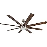Honeywell Ceiling Fans Xerxes Modern 62 Inch Ceiling Fan with Light, Remote Control Fan, LED Indoor Fan with 8 Blades, French