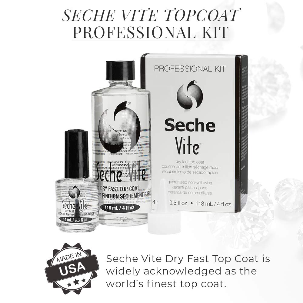 Seche Vite Dry Fast Top Nail Coat, Clear - .5 oz. oz : Beauty