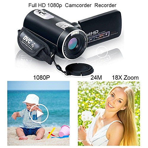Video Camera Camcorder with IR Night Vision, WEILIANTE 18X Digital Zoom 24.0Mega Pixels Full HD Digital Video Camera Recorder (Two Batteries Included)