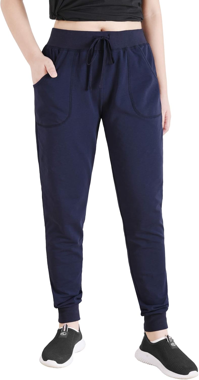 Latuza Women's Cotton Joggers Jersey Sweatpants with Pockets blue M
