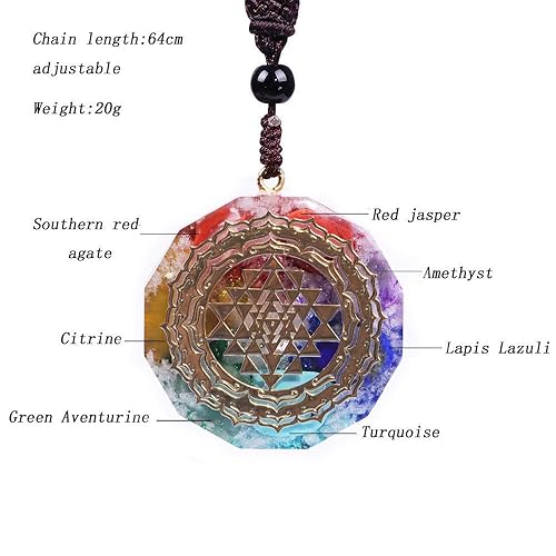 Day Day Up Orgonite Necklace Sri Yantra Luminous Pendant Sacred
