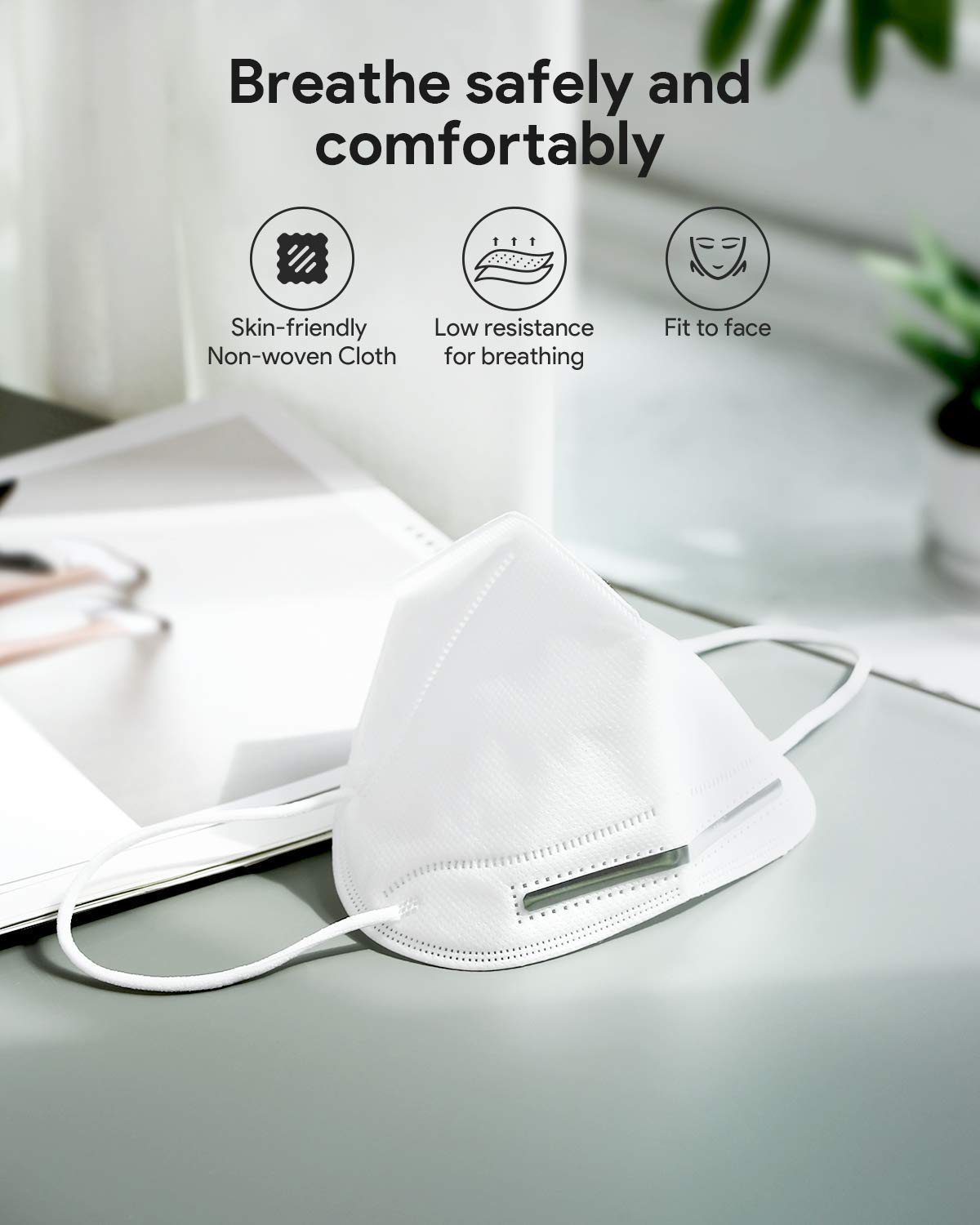 5 PCS N95 Dust Masks, with Flexible Nose Clips and Soft-Lined Dust Masks, One Can Be Used for 3 Days, Fast Delivery, Unisex