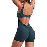 YEOREO One Piece Workout Jumpsuits for Women Backless Tummy Control Sleeveless Jumpsuits Lizvette V Back Scrunch Yoga Romper