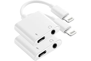 UNTVIE [Apple MFi Certified] 2 Pack Lightning to 3.5mm Headphone Jack Adapter, 2 in 1 Headphone Adapter Aux Audio and Charger Adapter Dongle Cable Splitter Compatible with iPhone14/13/12/11/XS/XR