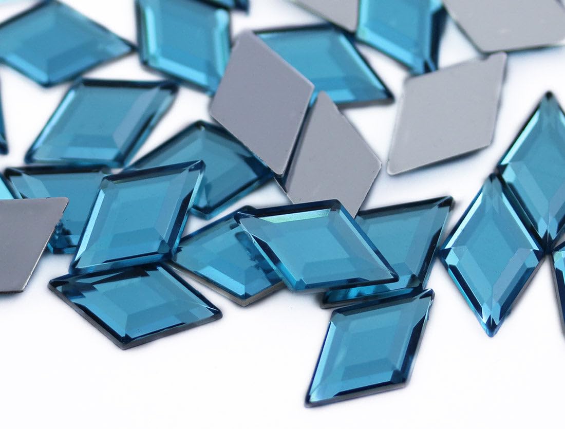 11x18mm Flat Back Diamond Acrylic Rhinestones Plastic Gems for Jewelry Making Costume Jewels Cosplay Embelishments - 35 Pieces (Blue Aqua H107)