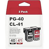 PG-40 CL-41 Ink Cartridge Replacement for Canon PG40 CL41 Ink Cartridge for PIXMA IP1800 IP2600 MP140 MP150 MP151 MP160 MP170 MP180 MP190 MP210 MP450 MP460 MP470 FAX JX200 (1 Black, 1 Color)