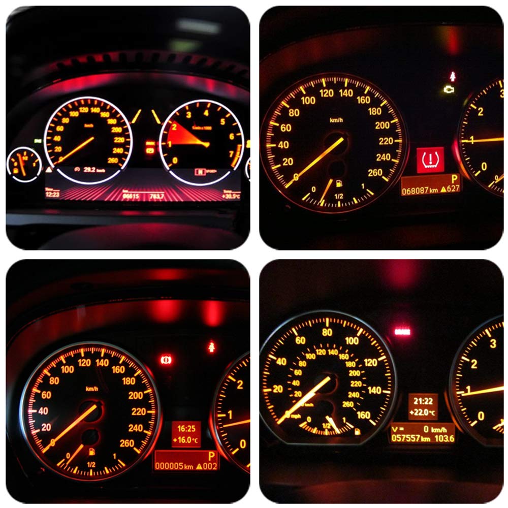 Amazon.com: WLJH 10 Pack Yellow Canbus T5 Led Bulb 2721 37 74 Wedge Lamp  PC74 Twist Sockets Dash Dashboard Lights Instrument Panel Cluster Leds  Replacement: ...