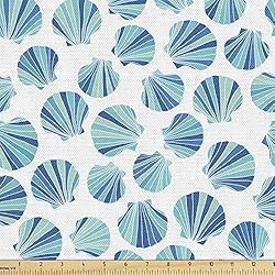 Lunarable Seashells Fabric by The Yard, Scallops