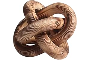 GUDAGUU Wood Knot Decor -Coffee Table Decor Shelf Decor Table Books Hand Carved Home Decoration Boho Country Rustic Modern Shabby Chic Style Decor 3 Link Wooden Knot Chain Link Decor (Vintage)