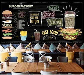 Papel tapiz personalizado murales 3d Hamburguesa pintada a mano europea