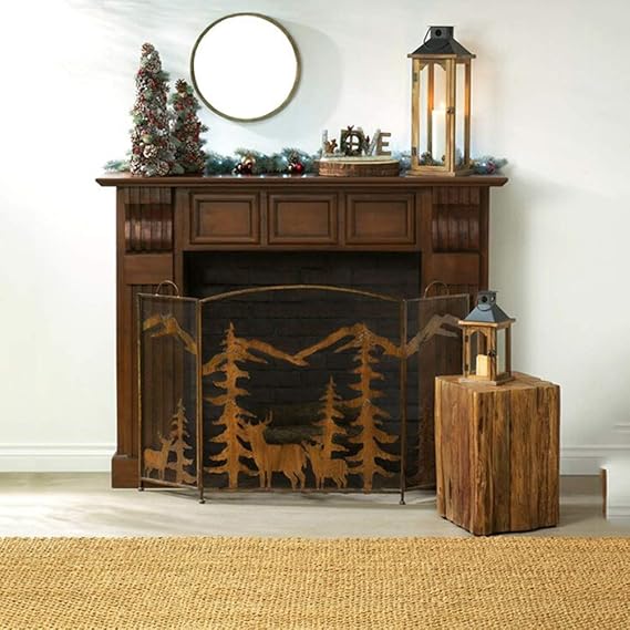 HYDT Chimenea Pantalla Pantalla de Chimenea de partición de Hierro