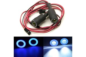 MOHERO 2 LEDs Angel Eyes & Demon Eyes LED Light Headlights for 1/10 RC Model Crawler Cars Headlamps (Blue+White, 13mm)