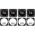 BlueMart 3.1” Square Double Binding Gold Plate Push Spring Loaded Jacks Connector Speaker Box Terminal Cup with Screws (Black - 4pcs)