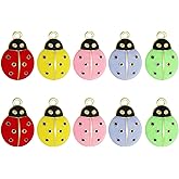 Shapenty 5 Colors Enamel Ladybug Pendant Decorative Charms with Gold Back Bulk for Earring Necklace Bracelet Keychain Jewelry Making Christmas Ornament Wedding Party Favors Halloween Decor