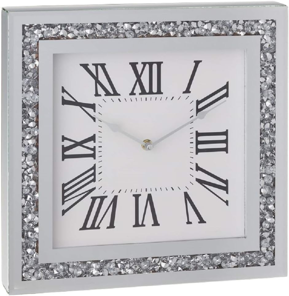 Large Square Silver Wall Clock Get the best deal for silver wall