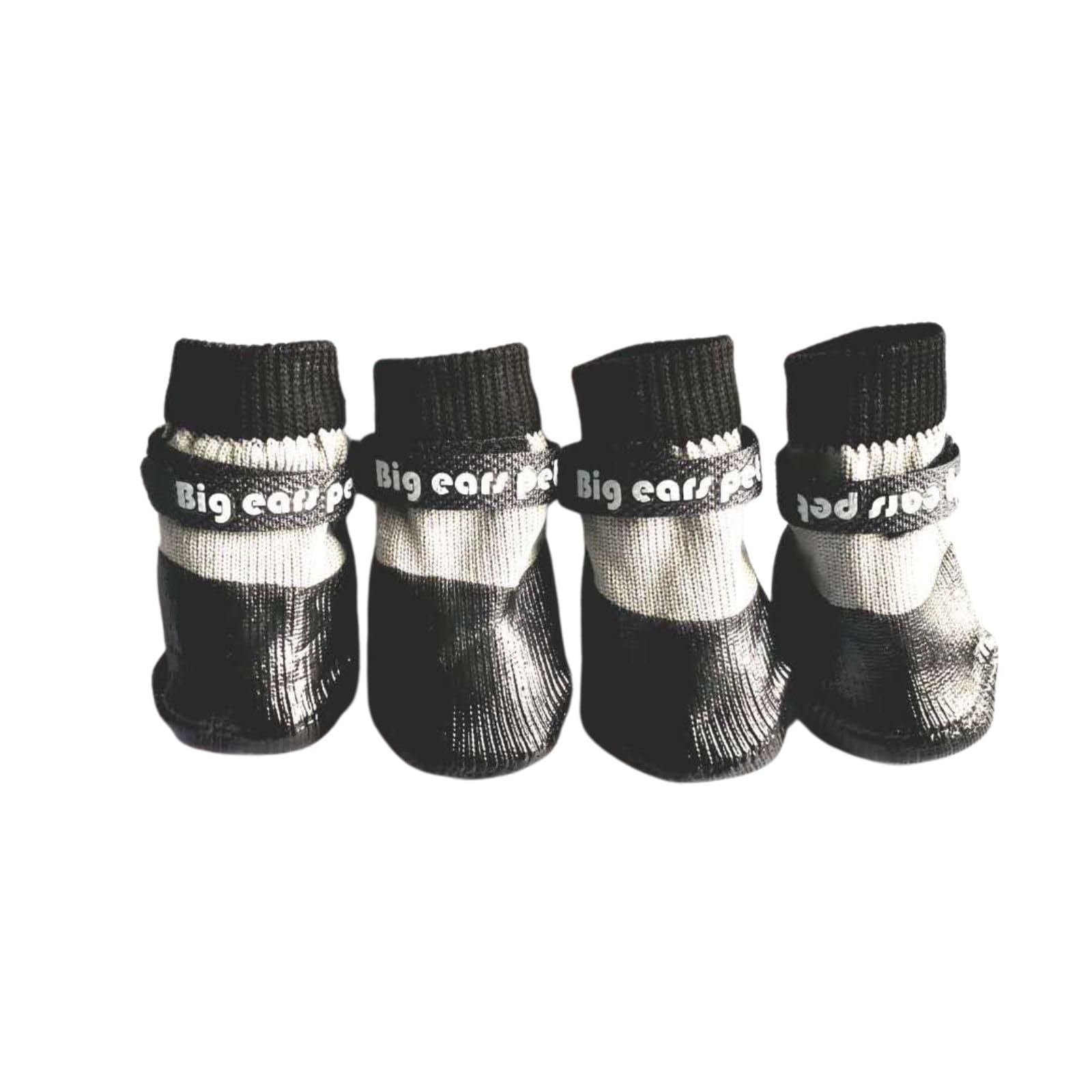 4PCS Dog Shoes,Waterproof Anti-Slip Pet Socks,Wear-Resistant Rubber Sole Dog Outing Walking Paw Protector Boots for Cat Puppy Small Dogs_L(Black)