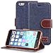 Fosmon CADDY-JEANS Leather Folio Wallet Stand Case for Apple iPhone 6/6s (4.7”) (Dark Blue)