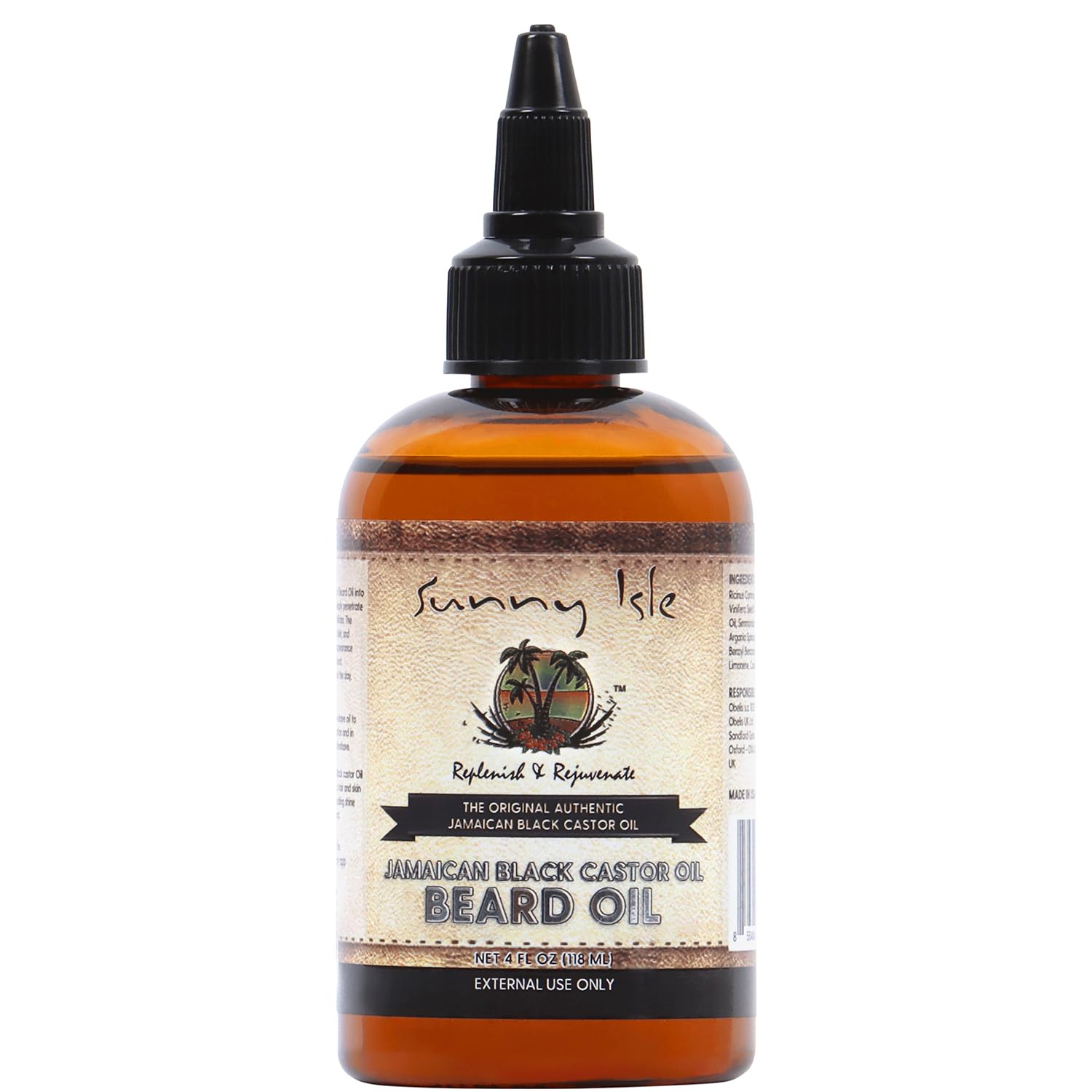 Sunny Isle 100% Natural Jamaican Black Castor Oil Beard Oil 4oz