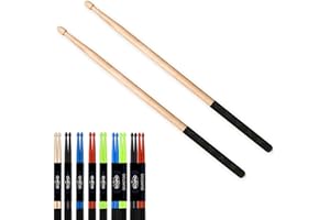 H&M Sound Mart 5A Nylon Drumsticks for Drums with Anti-Slip Power Grips - Lightweight, Durable, Bubble-Head Design - Drum Sticks for Kids, Adults - Plain Wood