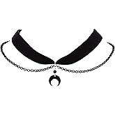 Sacina Gothic Goth Black Crescent Moon Choker, Moon Necklace, Gothic Goth Choker, Halloween Christmas Jewelry Gift For Women