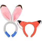 KINTOMG 2 PCS Bunny and Fox Ears Headdband-Halloween Christmas Festival Theme Party Cosplay Costume Accessory for Kids and Adults