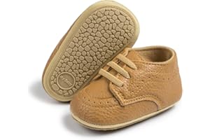 Casazoe Infant Baby Boys Girls Oxford Shoes PU Leather Wedding Loafers Brogue Toddler Baptism Dress Shoes First Steps Walking Flat Lazy Crib Shoe