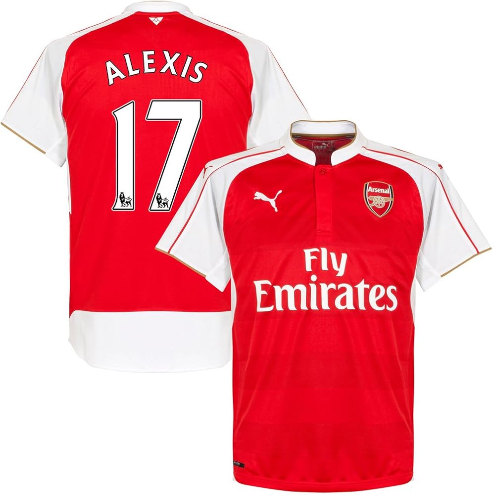 Arsenal Home Printing Alexis Player Pspro Official T-shirt 2015 2106 (No. 17), unisex, Red, XS 