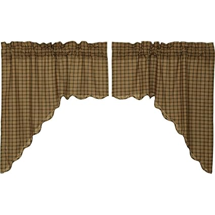 VHC Brands Barrington Swag Scalloped Lined Set of 2-36x36x16