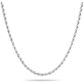 BRIJEWNES 925 Sterling Silver Clasp 2/2.5/3/4/5mm Silver Chain for Men Mens Necklace Rope Chain Necklace Diamond Cut Silver Mens Chain Necklace 16 18 20 22 24 26 28 30 Inches