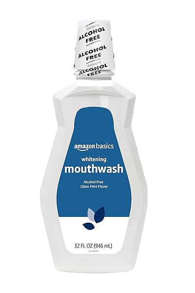 AMAZON BASICS TEETH WHITENING MOUTHWASH, ALCOHOL-FREE, CLEAN MINT,...