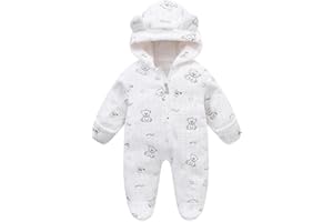Fairy Baby Newborn Baby Bear Onesie Thin Fleece Footie Romper Snowsuit Hooded Jumpsuit Bodysuit Winter Outwear Boy Girl 0-12M