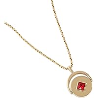 Birthstone and Flower Flip Charm Adjustable Necklace