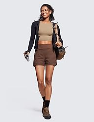 CRZ YOGA Women's Lightweight Mid Rise Hiking Shorts