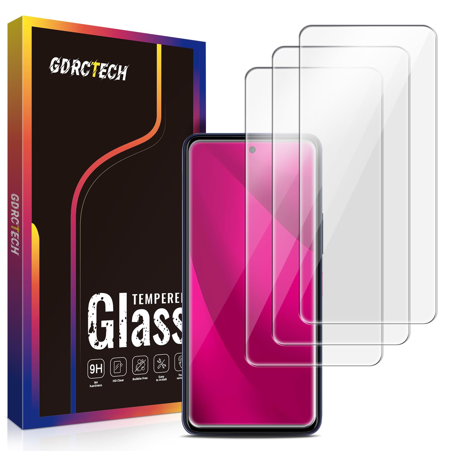 Photo 1 of *****2*****GDRCTech [3-Pack Screen Protector forT-Mobile Revvl 7 Pro 5G Tempered Glass, Bubble Free, Easy to Install, 9H Hardness