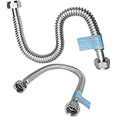 2 PACK Plus 1 inch Flexible Water Line, Water Heater Hose 1"FIP x 1" FIP x 24" Length, Stainless Steel Corrugated Water Heate