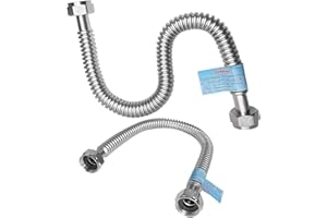 PEVEPEXE Plus Hot Water Heater Hose with 1" (Female Iron Pipe),18" length Flexible Corrugated Flexible Pipes,Replacement Flex Lines Connector (Large Caliber Tube-Inner Diameter 0.92")