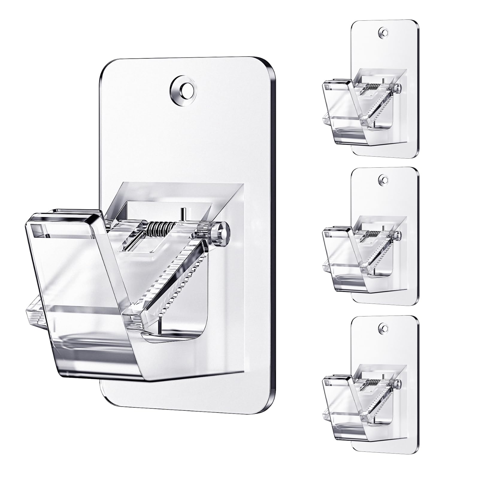 Photo 1 of 3M Adhesive No Drill Curtain Rod Brackets - Heavy Duty 30LB Holders for Bathroom Bedroom Kitchen, Universal Damage-Free Window Rod Hooks with Nail-Free Installation (4PC Transparent)