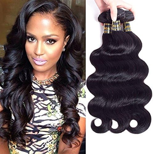 Uneed Hair 10A Grade Unprocessed Brazilian Virgin Hair Body Wave 3 Bundles Virgin Human Hair Extensions Natural Color (95-100g)/bundle 12 14 16 inches