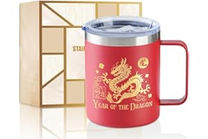 Onebttl Chinese New Year 2024 Gifts - Year of The Dragon - Decorations for Lunar New Year 12oz/350ml Red Stainless Steel Insulated Mug