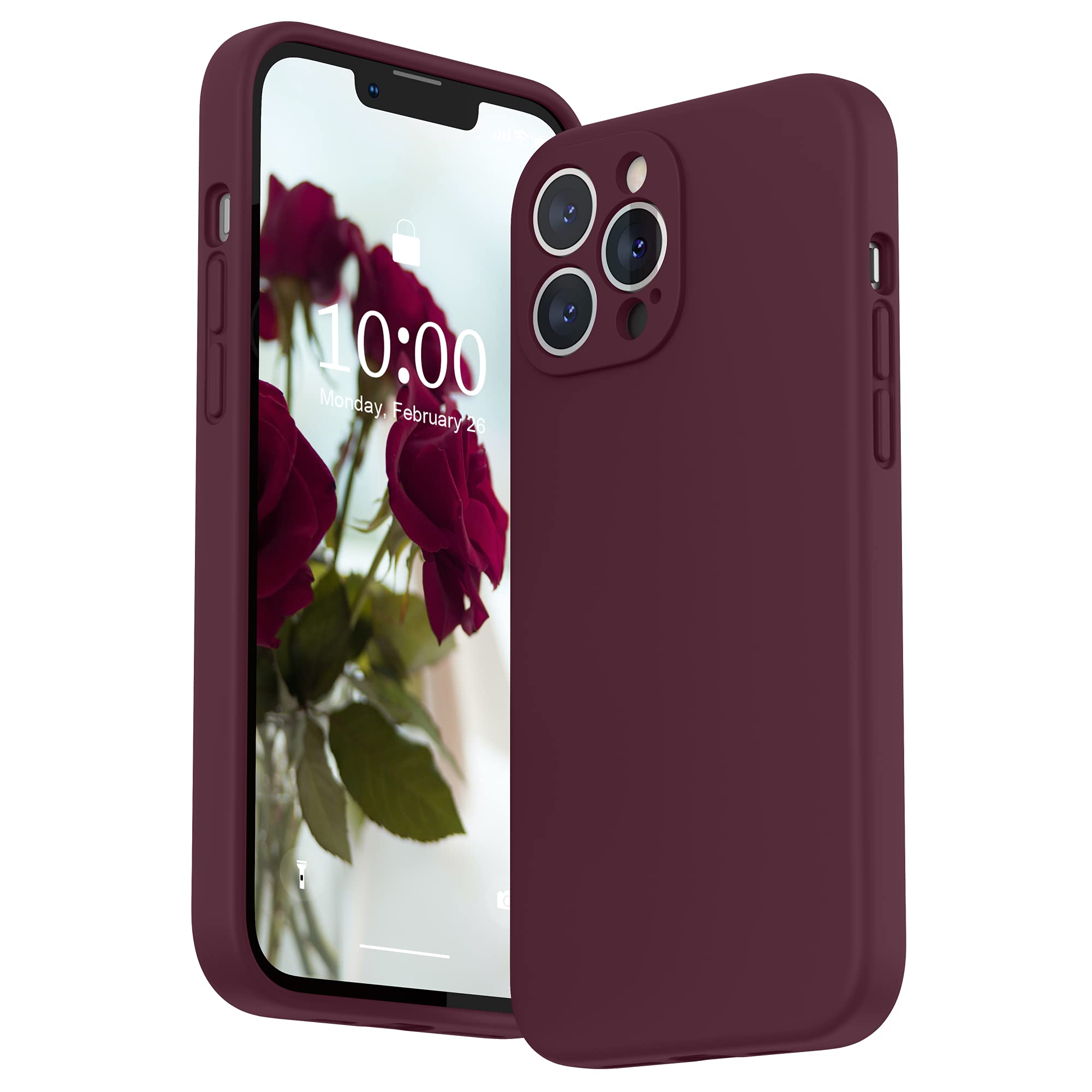 SURPHY Compatible with iPhone 13 Pro Max Case with Screen Protector, Liquid Silicone Protection for Each Lens Shockproof Thickened Rubber Cover for iPhone 13 Pro Max 6.7 inch 2021, Plum — image 1
