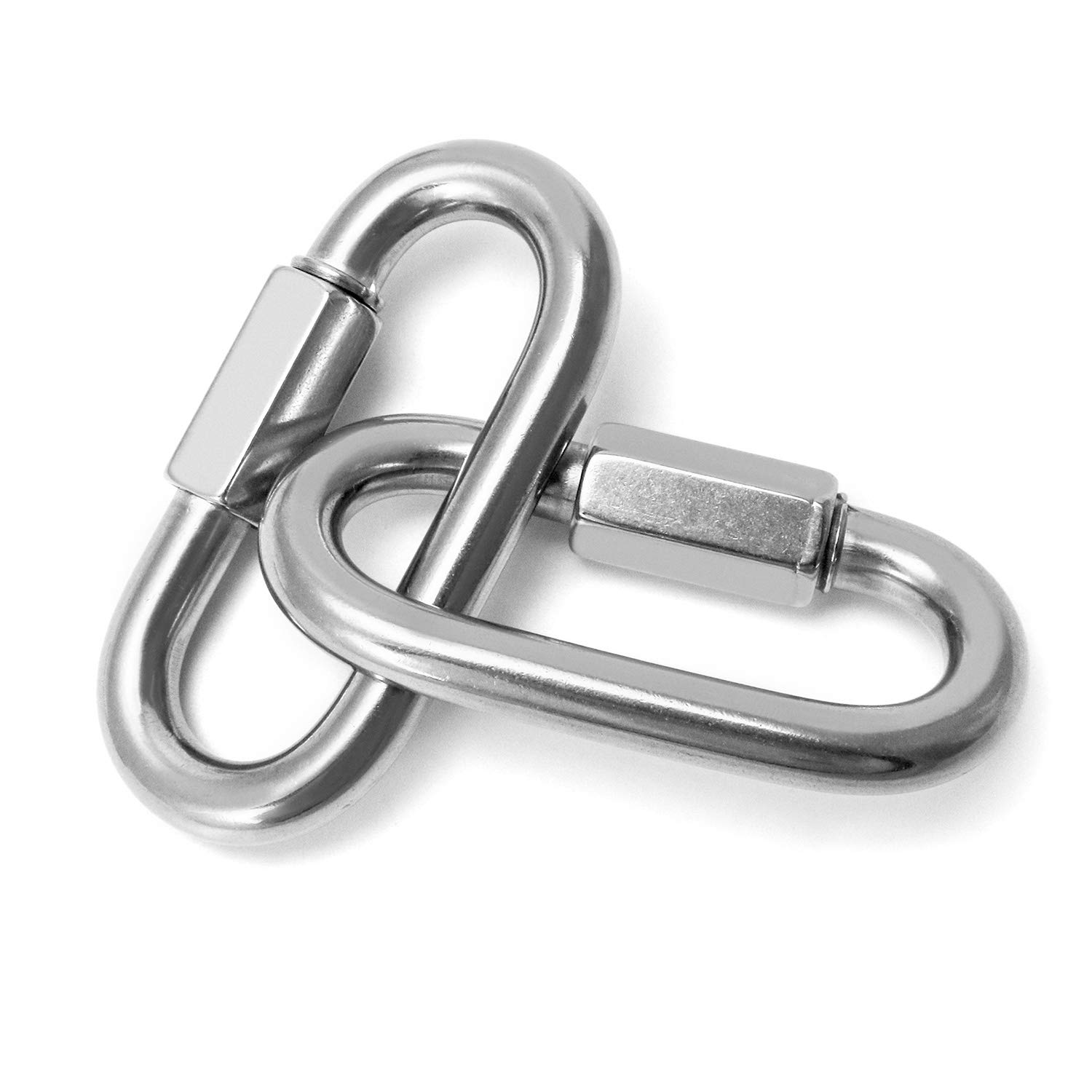 QWORK® 2 Pack Quick Link M10 Chain Links, 304 Stainless Steel Heavy Duty D Shape Locking for Outdoor Traveling Equipment, Hammock and Camping