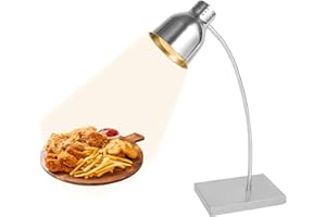 Restlrious Food Heat Lamp with 250w Bulb, Commercial Stainless Steel Food Warmer Lamp with Single Head & Flexible Arm, Electric Portable Infrared Heating Lamp for Buffet, Restaurant, Parties